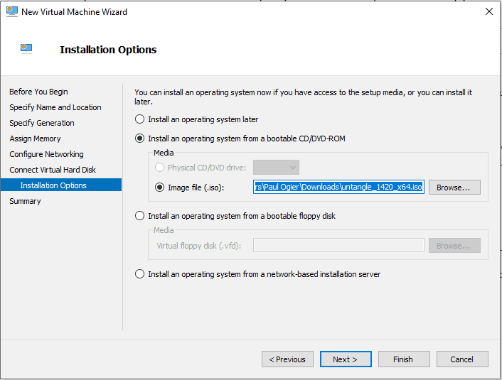 Load the Untangle ISO into the New VM