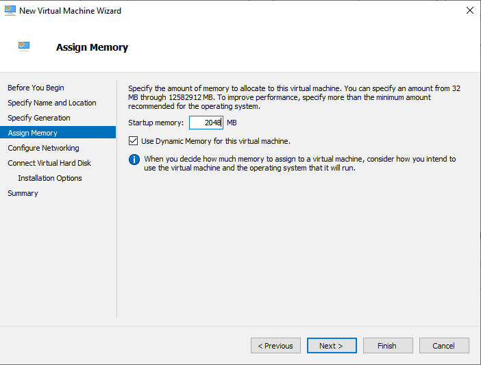 Virtual Switch Manger Hyper-V Allocate Ram
