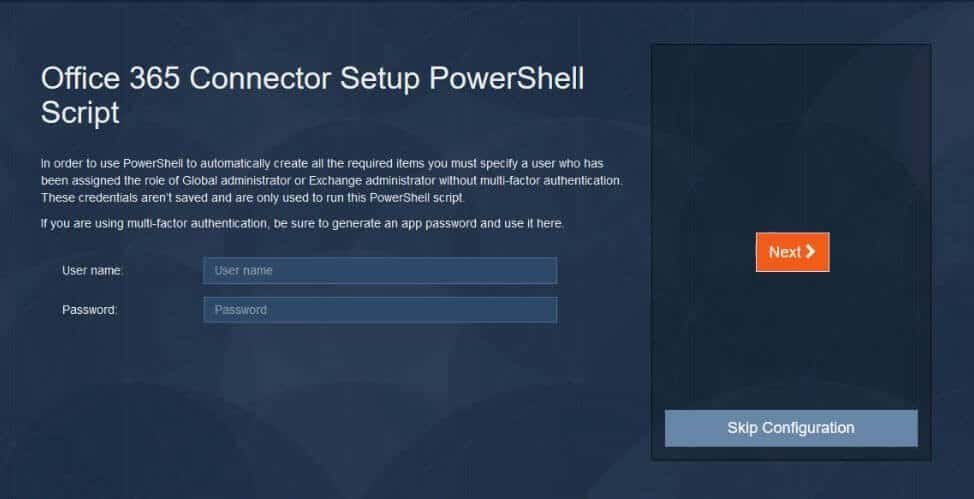 Office 365 connector setup powershell script
