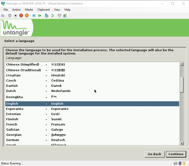 Select your install language