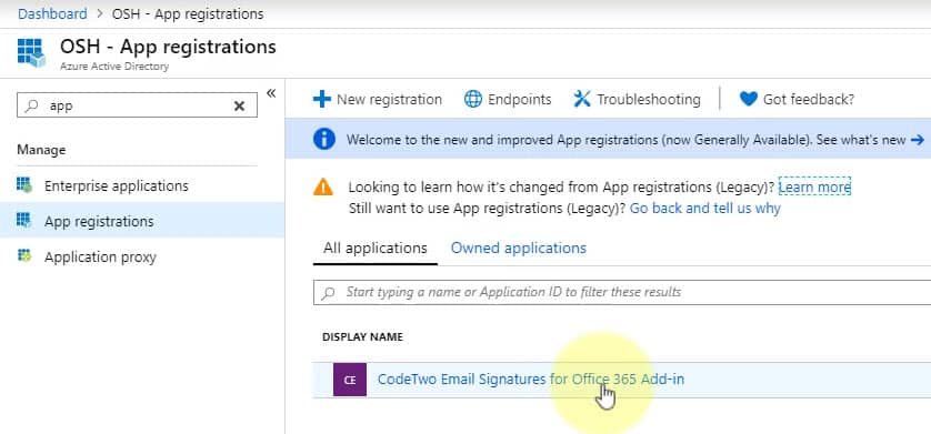 Azure Active Directory Admin Center - App Registrations
